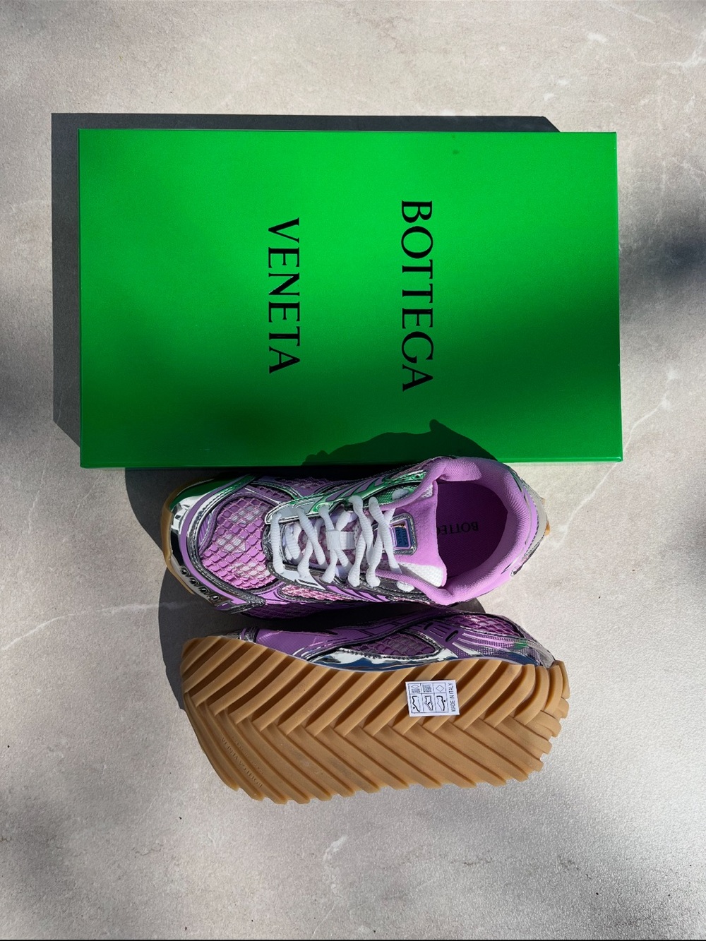 NWT Bottega Veneta Pink and Silver Mesh Runner Sneaker “Orbit” - Picture 7 of 8